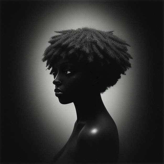 Zdjęcie czarno-białe zdjęcie kobiety z włosami wyciągniętymi do tyłu