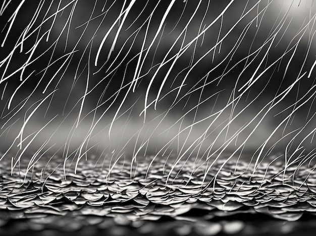 Czarno-białe zdjęcie kropli deszczu stworzyła sztuczna inteligencja