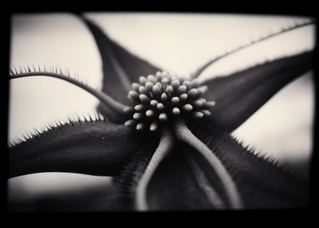 Zdjęcie czarno-białe zdjęcie kwiatu z środkiem kwiatu w środku