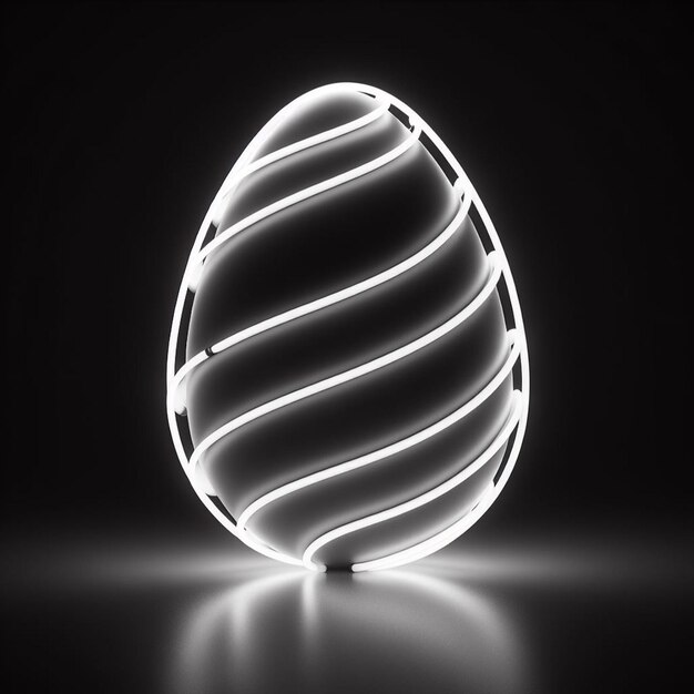 Zdjęcie czarno-białe zdjęcie neonowego jajka wielkanocnego