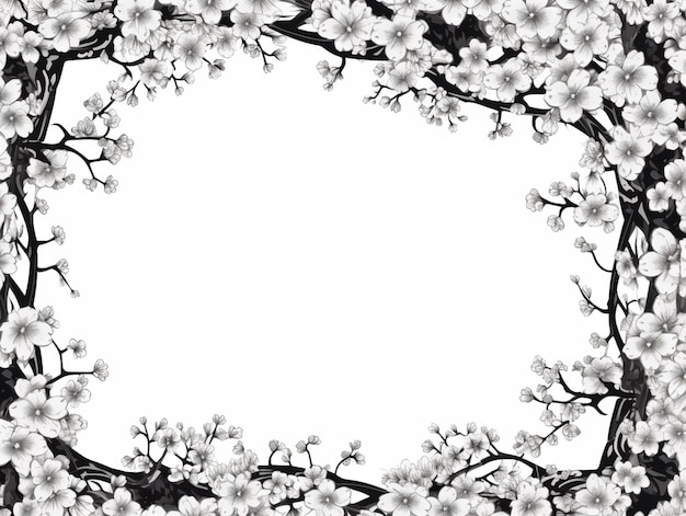 czarno-białe zdjęcie ramki z kwiatami generatywnymi ai