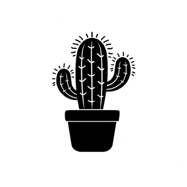 Zdjęcie czarno-białe zdjęcie rośliny kaktusowej w garnku generatywnym ai