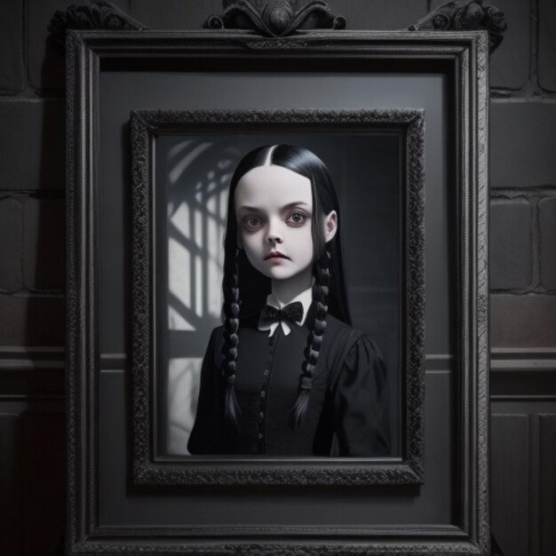 Zdjęcie czarno-białe zdjęcie wednesday addams