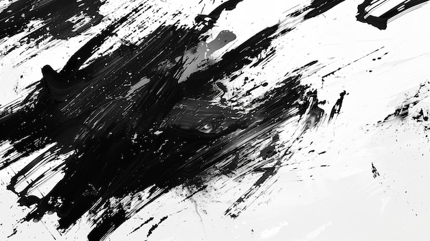 Czarno-biały abstrakcyjny papier ścienny z szczotkami z odważnymi pociągami i plamami