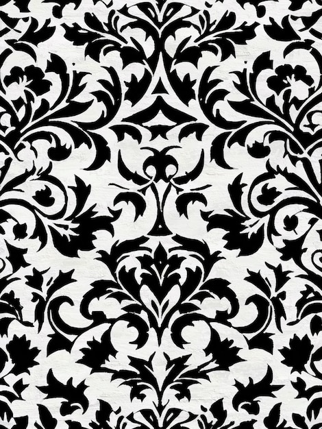 Czarno-biały Art Nouveau linoryt reprodukcji atramentu wzór tła