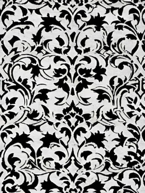 Czarno-biały Art Nouveau linoryt reprodukcji atramentu wzór tła