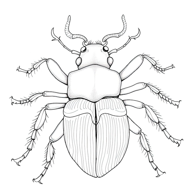Czarno-biały kolorystyczny obraz żuka długogórnego