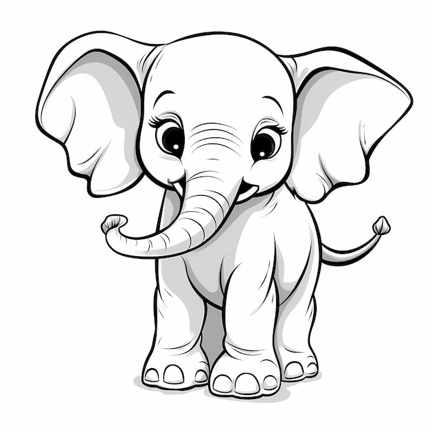 Zdjęcie czarno-biały kolorystyczny styl kreskówki radosnej rodziny słoni