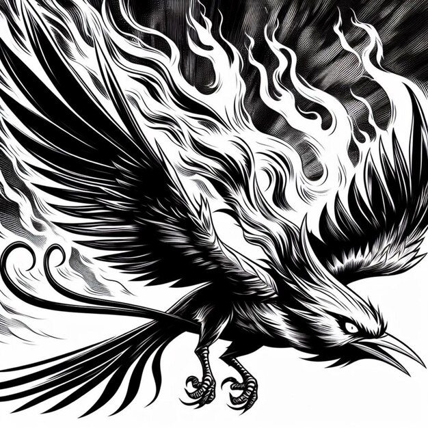 Czarno-biały komiks Fire Bird