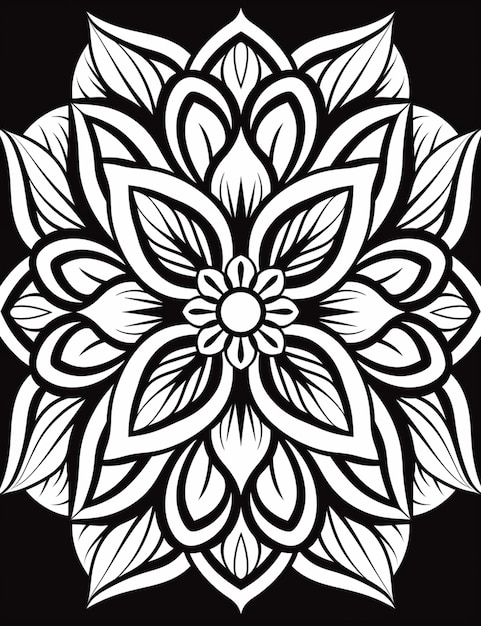Zdjęcie czarno-biały kwiat na czarnym tle generatywny ai