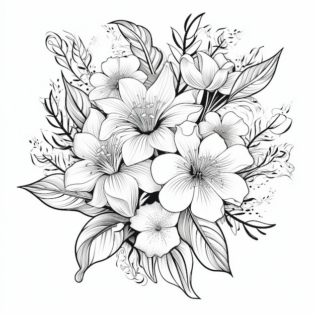 Czarno-biały kwiat w stylu wektorowym