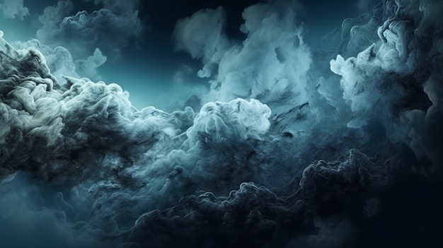 Czarno-biały Monochromatyczna chmura dymu na ciemnym tle Generacyjna sztuczna inteligencja