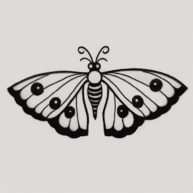 Czarno-biały motyl z czarnymi kropkami na skrzydłach