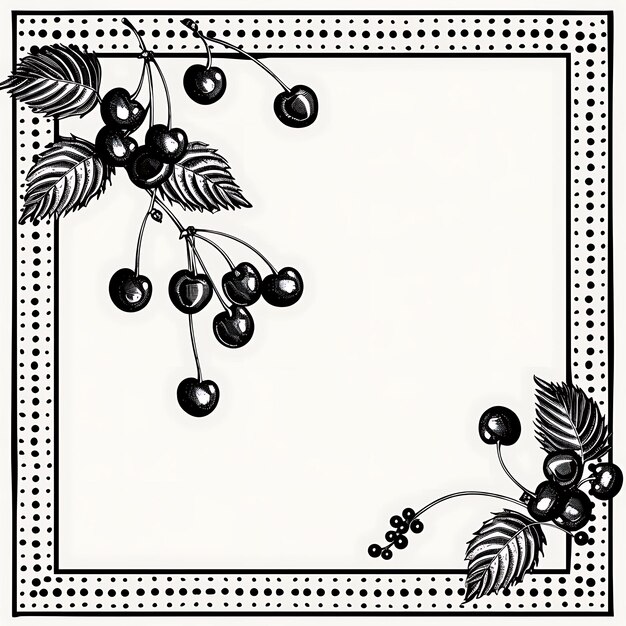 Zdjęcie czarno-biały obraz gałęzi z jagodami na niej