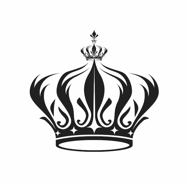 czarno-biały obraz korony z słowami "korona" na niej