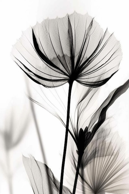 Czarno-biały obraz kwiatu z napisem kwiat.