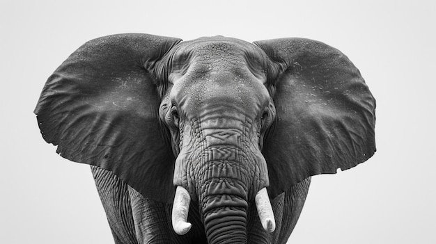 Czarno-biały obraz słonia Generative Ai