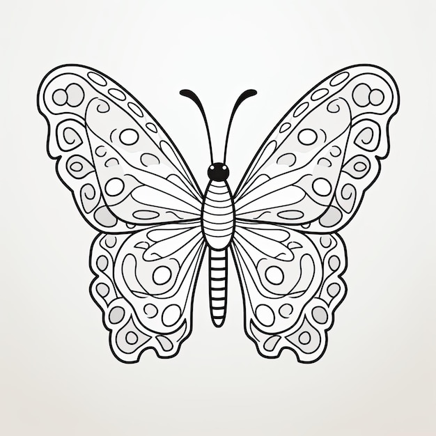 Czarno-biały obrazek do kolorowania przedstawiający motyla