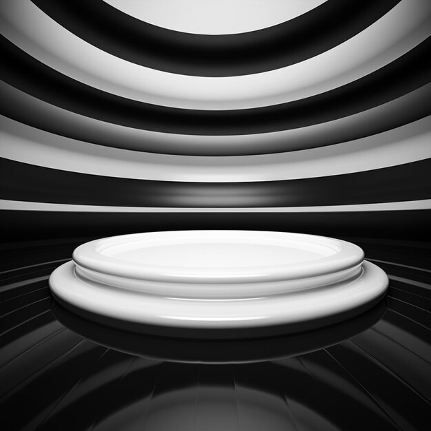 Zdjęcie czarno-biały okrągły tunel podium abstrakcyjne tło