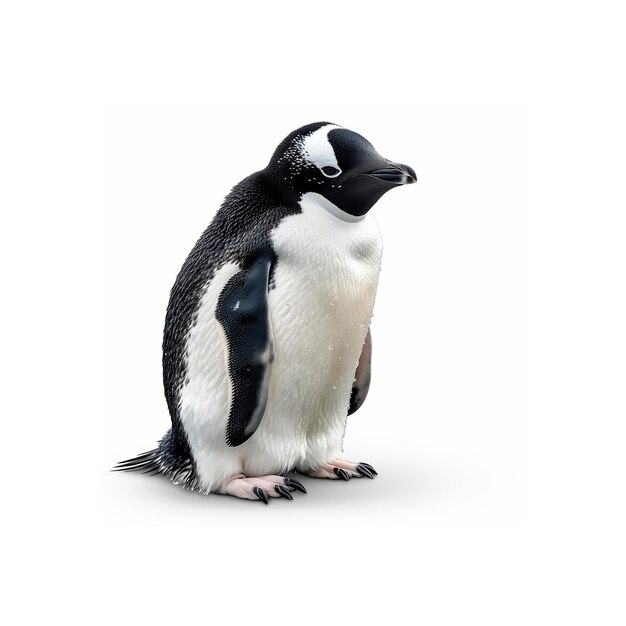 Zdjęcie czarno-biały pingwin stojący na tylnych nogach generatywna sztuczna inteligencja