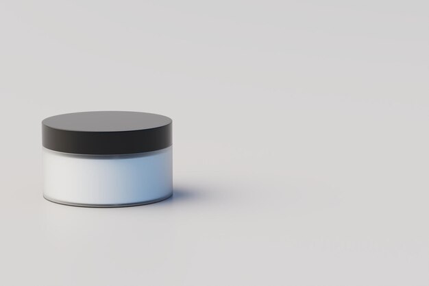 Czarno-biały plastikowy słoik kosmetyczny makieta renderowania 3d