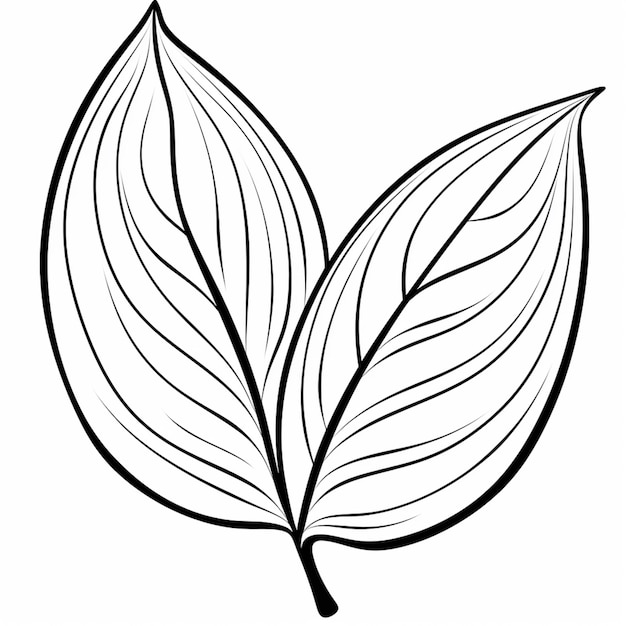 Czarno-biały rysunek dwóch liści generatywnych ai