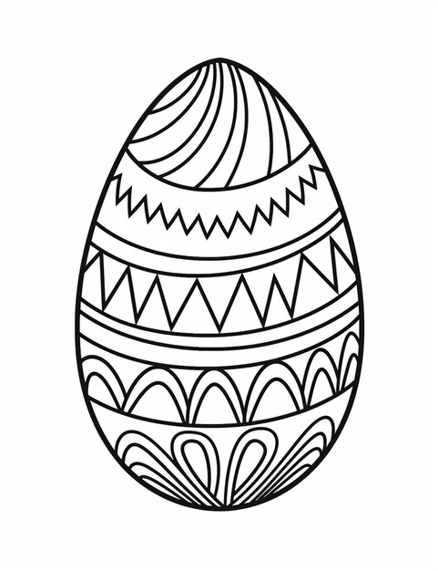 czarno-biały rysunek jajka wielkanocnego z geometrycznym wzorem generatywnym ai