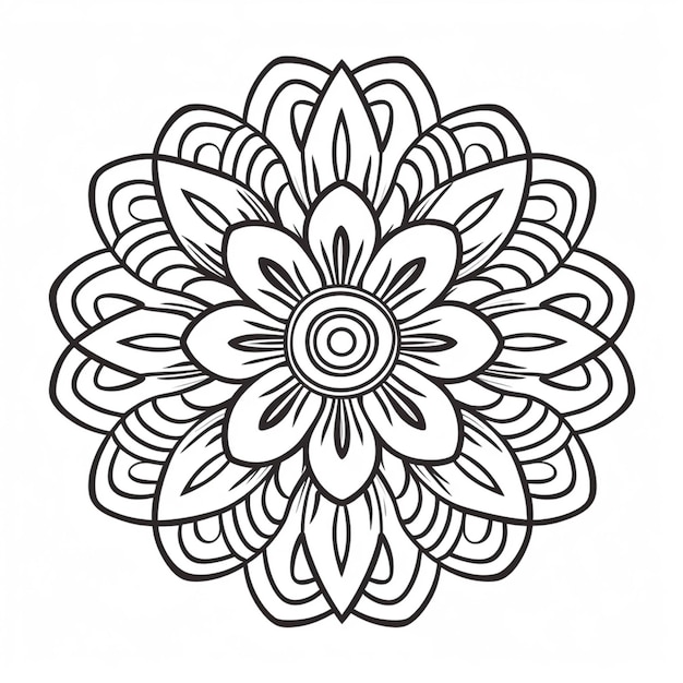 Czarno-biały rysunek kwiatka.