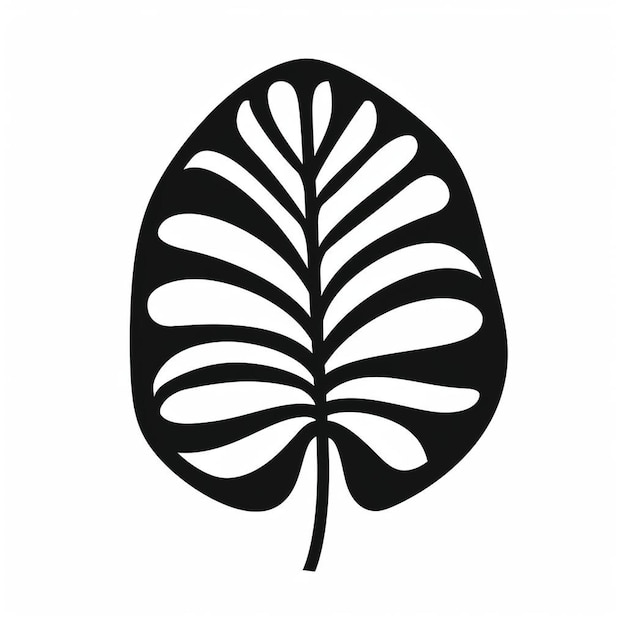 Czarno-biały rysunek liścia z napisem palma
