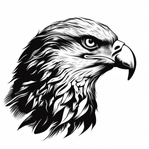 Zdjęcie czarno-biały rysunek orła