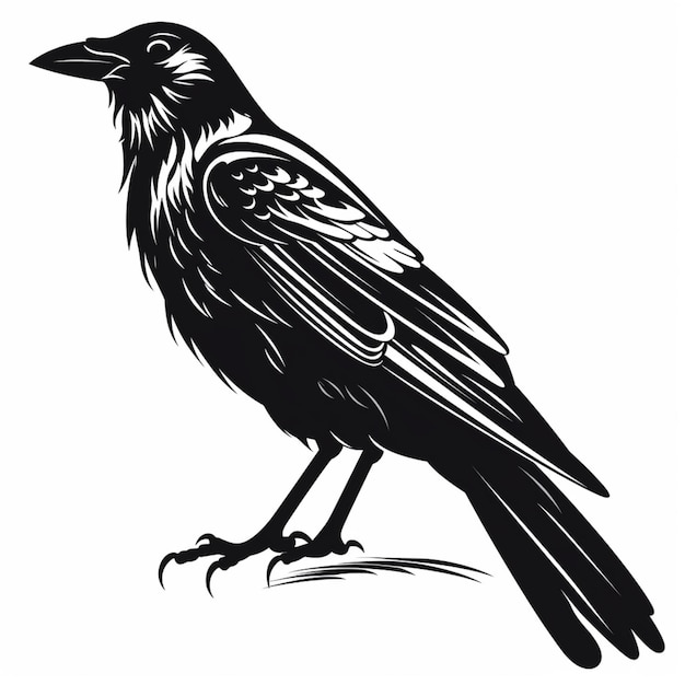 Zdjęcie czarno-biały rysunek ptaka na gałęzi generatywnej ai