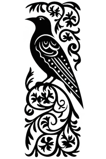 czarno-biały rysunek ptaka z napisem „sowa”.