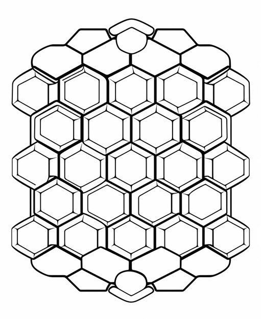 Zdjęcie czarno-biały rysunek sześciokątnej struktury generatywnej ai