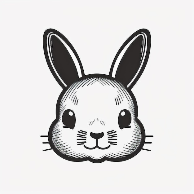 Zdjęcie czarno-biały rysunek twarzy króliki generatywny ai