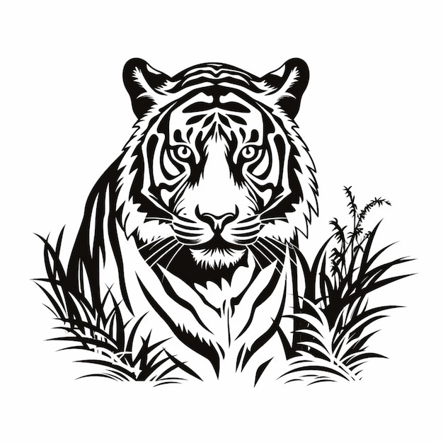 Zdjęcie czarno-biały tygrys z dużym uśmiechem na twarzy.