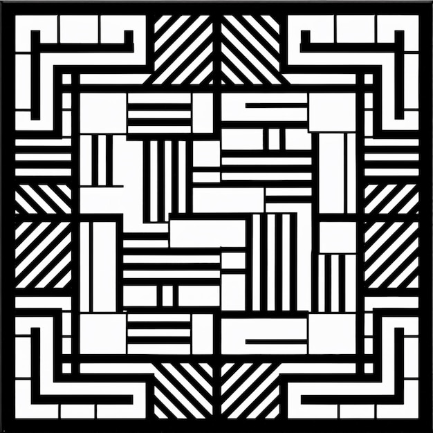 czarno-biały wzór geometryczny z kwadratami i liniami generatywnymi ai
