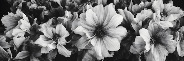 Zdjęcie czarno-biały wzór kwiatowy ai generowane naturalne tło