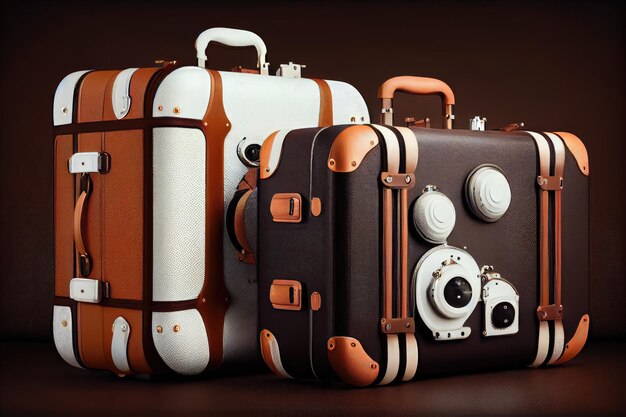 Czarno-brązowe i białe walizki podróżne do podróży