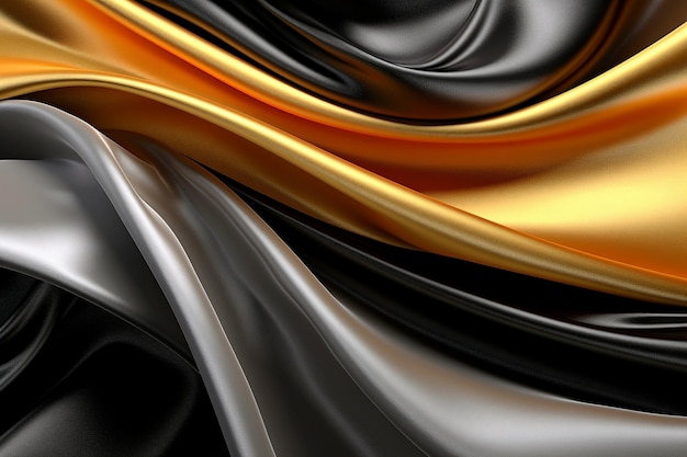 Czarno-złote tło ze złotą i czarną tkaniną.