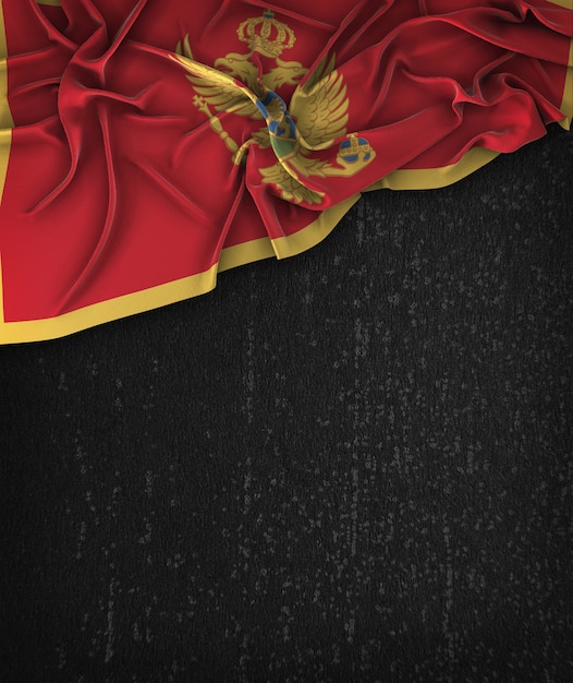 Czarnogóra Flag Vintage na Chalkboard Grunge Czarna Z Miejsca Na Tekst