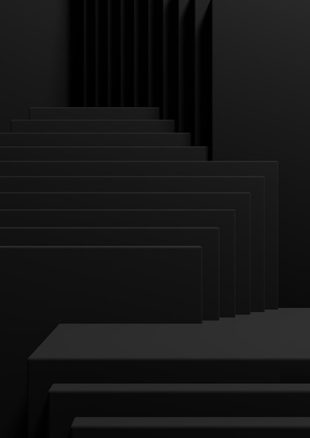 Czarny 3D prosty wyświetlacz produktu tło abstrakcyjne kwadraty podium stojak fotografia produktowa