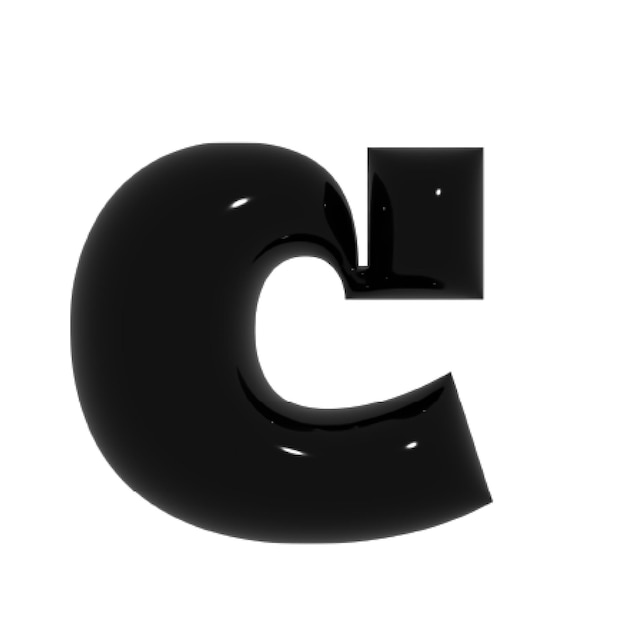 Zdjęcie czarny błyszczący metal błyszcząca odblaskowa litera c d ilustracja