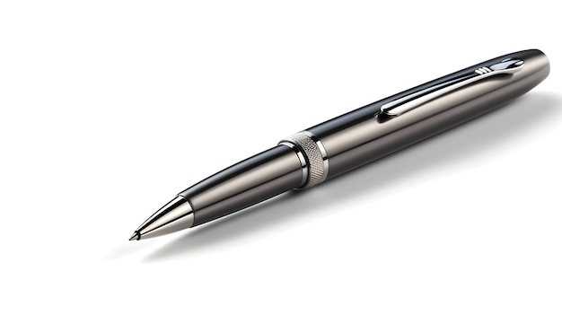 Czarny długopis lub długopis lub długopis, aby napisać coś eleganckiego makro koncepcji na białym tle
