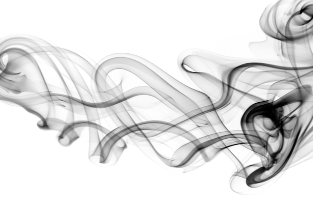 Zdjęcie czarny dym streszczenie na białym tle projekt ognia