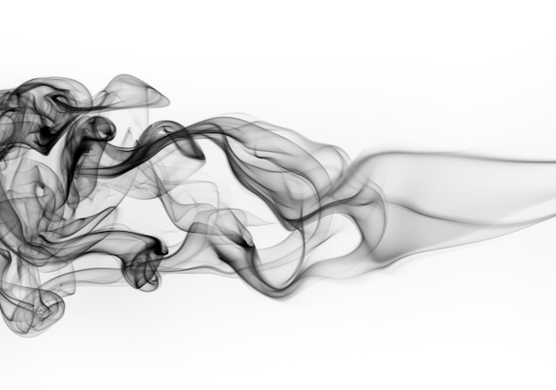 Zdjęcie czarny dym streszczenie ruchu na białym tle, projekt ognia