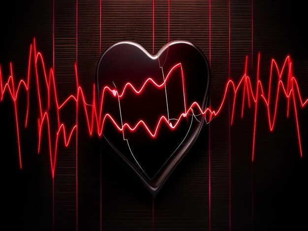 Czarny elektrokardiogram z czerwoną muzyką i nutami czerwone serca hd darmowy obraz