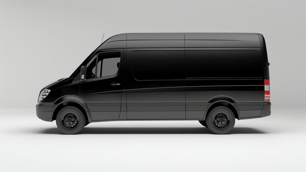Czarny furgonetka izolowany na białym tle 3D rendering