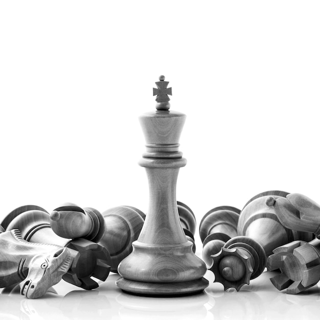 Czarny i biały królewiątko i rycerz szachowy ustawianie na ciemnym tle.