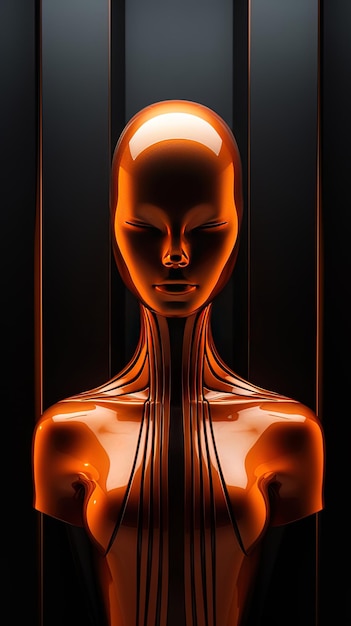 czarny i pomarańczowy obraz postaci żeńskiej z długą szyją
