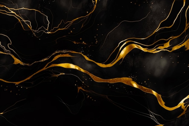 Czarny I Złoty Luksusowy Marmur Tekstura Tło